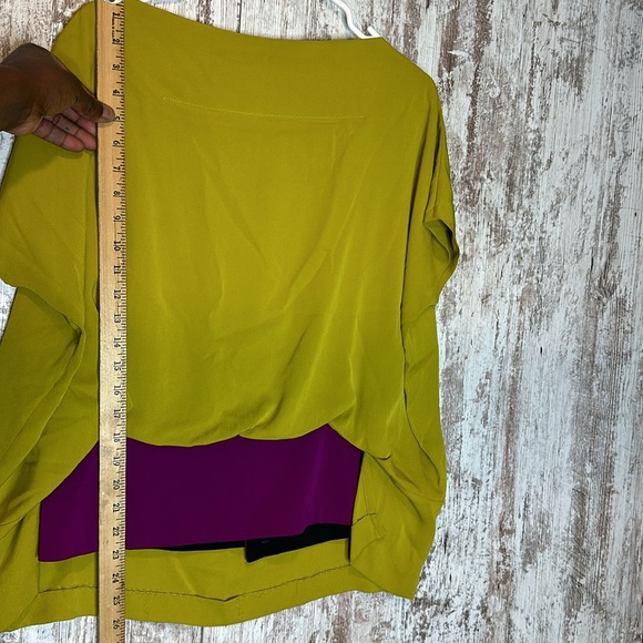 DVF 100% Silk Blouse | Mustard & Purple | P - Picture 6 of 7
